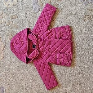 Baby Gap Girls Quilted Fleece Jacket With Detachable Hood, Size 12-18 months